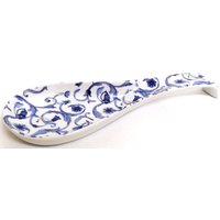 Schriftrolle Blau Und Mica Gold Großer Löffel Rest Porzellan 27cm 10.5" Floral Barock Designs Keramik Handdekoriert Uk von LittleEnglishCompany