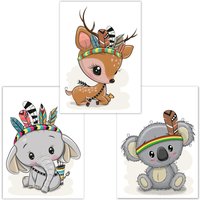 Kinderzimmer Poster Tiere 3Er Set Dina4, | Elefant, Reh, Koala Babyzimmer Deko, Jungen/Mädchen Kinderzimmer Poster Tiere 3Er Set Dina4, | Elefant, Reh, Koala Babyzimmer Deko, Jungen/Mädchen von LittleFairyTalesDE