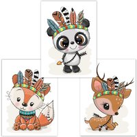 Kinderzimmer Poster Tiere 3Er Set Dina4, | Fuchs, Panda, Reh Babyzimmer Deko, Jungen/Mädchen Kinderzimmer Poster Tiere 3Er Set Dina4, | Fuchs, Panda, Reh Babyzimmer Deko, Jungen/Mädchen von LittleFairyTalesDE
