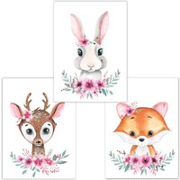 Kinderzimmer Poster Tiere 3Er Set Dina4, | Reh, Hase, Fuchs Babyzimmer Deko, Jungen/Mädchen Kinderzimmer Poster Tiere 3Er Set Dina4, | Reh, Hase, Fuchs Babyzimmer Deko, Jungen/Mädchen von LittleFairyTalesDE