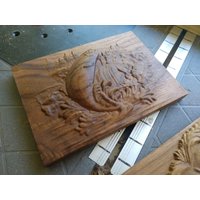 Massiver Walnuss-Lachs Alaska Geschnitzter 3D-Wandbehang von LittleFlowerFarmFL