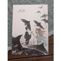 A4 Kunstdruck "Das Mädchen Und Der Rabe" von LittleFoxPost