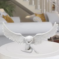 Weißer Engel Fairy Wing Skulptur, Home Dekoration, Modernes Office Raumdekor, Geschenk, Handwerk Und Ornamente, Flying White Angel Statue 2023 von LittleHutStore