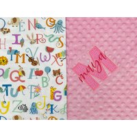 Abc's Baby Decke Flanell - Minky, Personalisierte Alphabet Decke, Mit Monogramm Für Jungen Oder Mädchen von LittleLambsThreeCo
