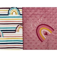 Boho Regenbogen Flanell-Minky Decke, Personalisierte Herbstfarbendecke, Decke Mit Namen Für Säugling, Kleinkind, Kind von LittleLambsThreeCo