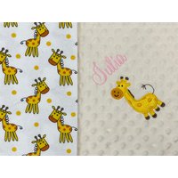 Giraffe Flanell Und Minky Decke 30 "x 40", Baby Decke, Personalisierte Safari Tier Mit Namen Für Säugling, Kleinkind, Kind von LittleLambsThreeCo