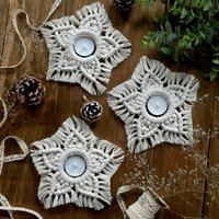 Makramee Stern Mit Teelicht/ Weihnachtsdeko/Makrameestern Bohostyle von LittleMacrameThings