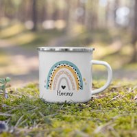 Emaille Kindertasse Mit Namen Personalisierter Kinderbecher Für Mädchen Jungen Regenbogentasse Geburtstagsgeschenk Namenstasse Aus Metall von LittleMathildaDE