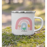 Emaille Kindertasse Mit Namen Personalisierter Kinderbecher Für Mädchen Jungen Regenbogentasse Geburtstagsgeschenk Namenstasse Aus Metall von LittleMathildaDE