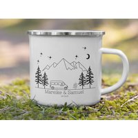 Emaille Tasse Personalisiert Camping Mit Namen Geschenk Für Camper Vanlife Wohnmobil Zubehör Zur Reise Kaffee von LittleMathildaDE