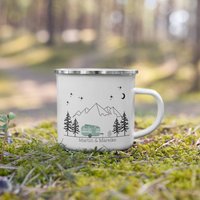 Emaille Tasse Personalisiert Mit Namen Geschenk Für Camper Wohnmobil Zubehör Wohnwagen Camping Let The Adventure Begin von LittleMathildaDE