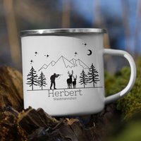Jäger Geschenk Personalisiert Emaille Camping Kaffetasse Mit Namen Waidmannsheil Besondere Outdoor Tasse Für Die Jagd Männer Und Frauen von LittleMathildaDE