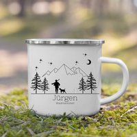 Jäger Geschenk Personalisiert Emaille Tasse Camping Kaffetasse Mit Namen Waidmannsheil Besondere Outdoor Jagd Für Männer Und Frauen von LittleMathildaDE