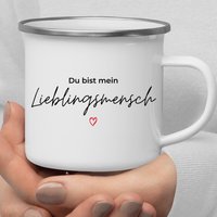 Lieblingsmensch Tasse Mit Namen, Keramik Kaffeebecher Du Bist Mein Lieblingsmensch, Geschenkidee Zum Muttertag, Herzensmensch Emaille Becher von LittleMathildaDE