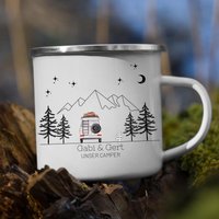 Personalisierte Emaille Tasse Aquarell Camping Geschenk Für Camper Zubehör Becher Mit Namen Reise Wohnmobil Geschenke von LittleMathildaDE