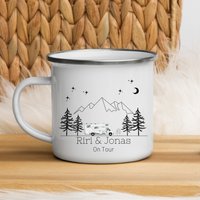 Personalisierte Emaille Tasse Camping Geschenk Für Camper Zubehör Becher Mit Namen Reise Wohnmobil Geschenke Wohnwagen von LittleMathildaDE