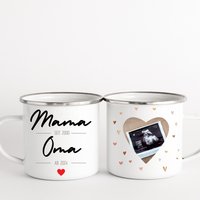 Schwangerschaft Verkünden Idee "Mama Seit.. Oma Ab.." Personalisierte Emaille Tasse Du Wirst Opa Mit Ultraschallbild von LittleMathildaDE