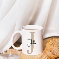 Tasse Personalisiert Buchstaben Kaffeetasse Mit Namen Initialien Geschenktasse Für Sie/Ihn Geschenk Kollegin Abschiedsgeschenk Keramik von LittleMathildaDE
