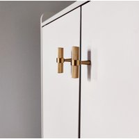 Massiver Messing Gerändelter T-Bar Schubladenknauf - Gold Schrankgriff von LittleMove