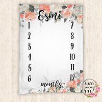 Baby Meilenstein Decke - Personalisierte Floral Florale Kalender Foto Prop Minky Baby Meilenstein Decke - Personalisierte Floral Florale Kalender Foto Prop Minky von LittlePeonyCo