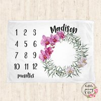 Baby Monatlicher Meilenstein Decke - Orchidee Blumen Erhalt Geburtstagsgeschenk Foto Requisite 30x40, 50x60, 60x80 Baby Monatlicher Meilenstein Decke - Orchidee Blumen Erhalt Geburtstagsgeschenk Foto Requisite 30x40, 50x60, 60x80 von LittlePeonyCo