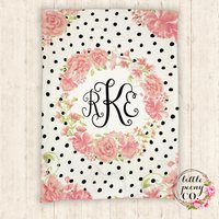 Monogramm Personalisierte Blumendruck Decke - Super Plüsch Minky Mit Aquarell Blume Und Punkt 30x40, 50x60, 60x80 Monogramm Personalisierte Blumendruck Decke - Super Plüsch Minky Mit Aquarell Blume Und Punkt 30x40, 50x60, 60x80 von LittlePeonyCo