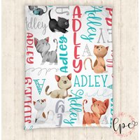 Personalisierte Baby Decke - Kätzchen Namensdecke Katzen von LittlePeonyCo