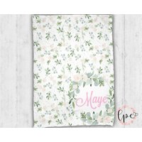 Personalisierte Blumen Babydecke - Blumenstrauß Personalisierte Decke Aquarell Grün Moderne von LittlePeonyCo