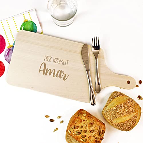 Frühstücksbrettchen mit Name personalisiert aus Holz von LittleStars