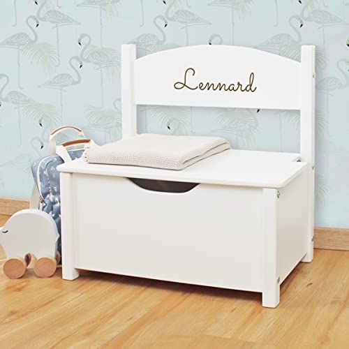 LittleStars Hochwertige Sitzbank Truhe mit Aufbewahrung I mit Personalisierung I Sitzfläche: 56 x 33 cm, Sitzhöhe: 28,5 cm I für das Kinderzimmer Wohnzimmer Flur von LittleStars