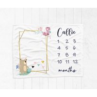 Baby-Monatsdecke, Baby-Meilenstein-Decke, Wachstumstabelle, Personalisierte Babydecke, Mädchen-Meilenstein-Decke, Boho-Decke von LittleThingsNstuffCo