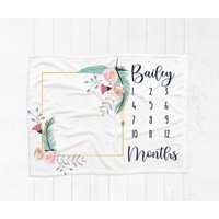 Baby-Monatsdecke, Baby-Meilenstein-Decke, Wachstumstabelle, Personalisierte Babydecke, Mädchen-Meilenstein-Decke, Boho-Decke von LittleThingsNstuffCo