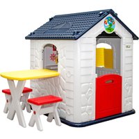 Kinder Spielhaus ab 1 - Garten Kinderhaus mit Tisch - Kinderspielhaus Kunststoff - weiss von LittleTom