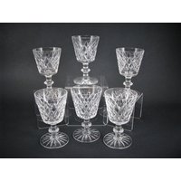 Hawkes Delft Diamantschliff Glas Weingläser Stiel # 7334 Set Von 6 von LittleTowneTreasures