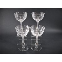 Rock Sharpe Marlowe Cut Glass Sektgläser 4Er Set Ca. 1940Er Jahre von LittleTowneTreasures