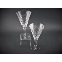 Seneca Stratford Schliff Glas Wasser Kelch Bubble Stem Set Von 2 von LittleTowneTreasures