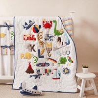 Alphabet Baby Quilt | Blau, Rot, Gelb Baumwollbettwäsche | Kostenlose Personalisierung Alphabet Baby Quilt | Blau, Rot, Gelb Baumwollbettwäsche | Kostenlose Personalisierung von LittleWestSt