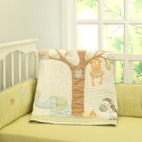 Jungle Safari Animal Baby Quilt Gender Neutral | Löwe Affe Elefant Zebra Gelb Grün Krippe Bettwäsche - Kostenlose Personalisierung von LittleWestSt