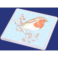 Robin Untersetzer von LittleWhiteRabbitArt