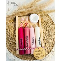 Kerzenset Rosa „Nimm Dir Was Du Brauchst" Mit Trockenblumen von LittleWishesbyAyse