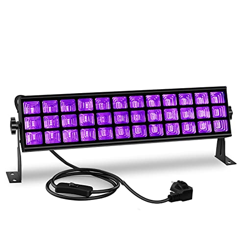 100W UV Schwarzlichtlampe, Bar Zubehör Schwarzlicht Röhre 104PCS LEDs mit 1.5M Stromkabel Stecker und Schalter, Aluminium Blacklight für Neonfarbe, Körperfarbe, Halloween, Bühnen, Party Deko von Littleboyny