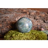 Kristalle Edelsteine Mos Achat Blau Sphäre von Littlecrystalshop6