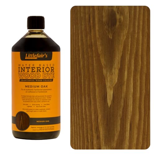 Littlefairs umweltfreundlicher Holzlasur und Farbstoff auf Wasserbasis (1ltr, Medium Oak) von Littlefair's