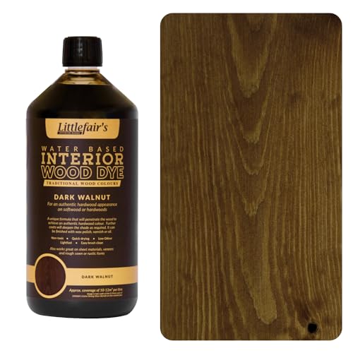 Littlefairs umweltfreundlicher Holzlasur und Farbstoff auf Wasserbasis (1ltr, Dark Walnut) von Littlefair's