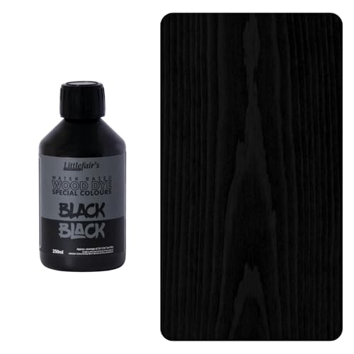 Littlefair's Holzbeize auf Wasserbasis - (Schwarz Schwarz) - ungiftig, umweltfreundlich und schnell trocknend - Einfach aufzutragende, konzentrierte Formel für alle Holzarten - 15ml Tester Topf von Littlefair's