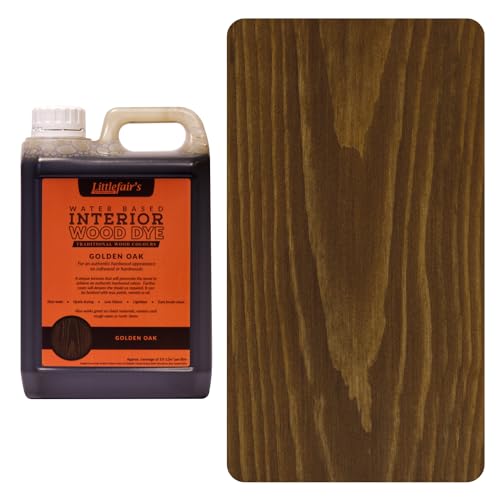 Littlefair's ungiftige Holzlasur auf Wasserbasis - 25ltr Traditional Range Golden Oak Wood Dye für Indoor-Holz, einschließlich Türen und Sockelleisten von Littlefair's