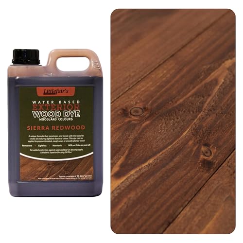 Littlefairs Holzlasur auf Wasserbasis – Woodland Colors – schnell trocknende Holzfarbe für Ihren Garten im Freien (2,5 l, Sierra Redwood) von Littlefair's