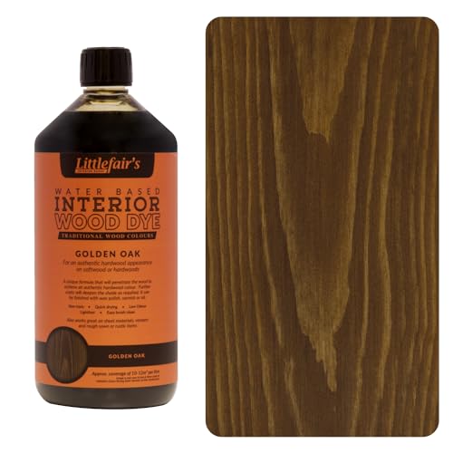 Littlefairs ungiftiger Holzlasur auf Wasserbasis - 1 Liter Golden Oak Wood Dye für Holz im Innenbereich, einschließlich Türen und Sockelleisten von Littlefair's