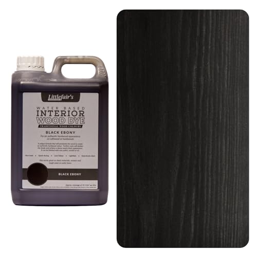 Littlefairs ungiftige Holzlasur auf Wasserbasis - 2,5 Liter schwarze Ebenholz-Holzfarbe für Holz im Innenbereich, einschließlich Türen und Sockelleisten von Littlefair's