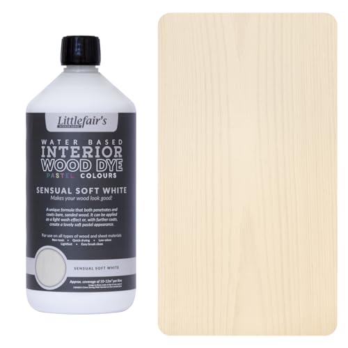 Littlefairs wasserbasierter Holzfarbstoff - Pastell-Reihe (1ltr, Sensual Soft White) von Littlefair's